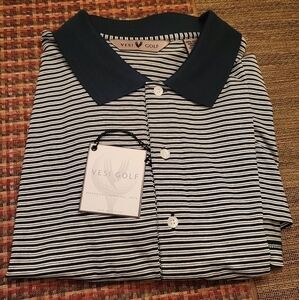 𝅺vesi Golf Striped Polo w Vesi logo on the sleeve